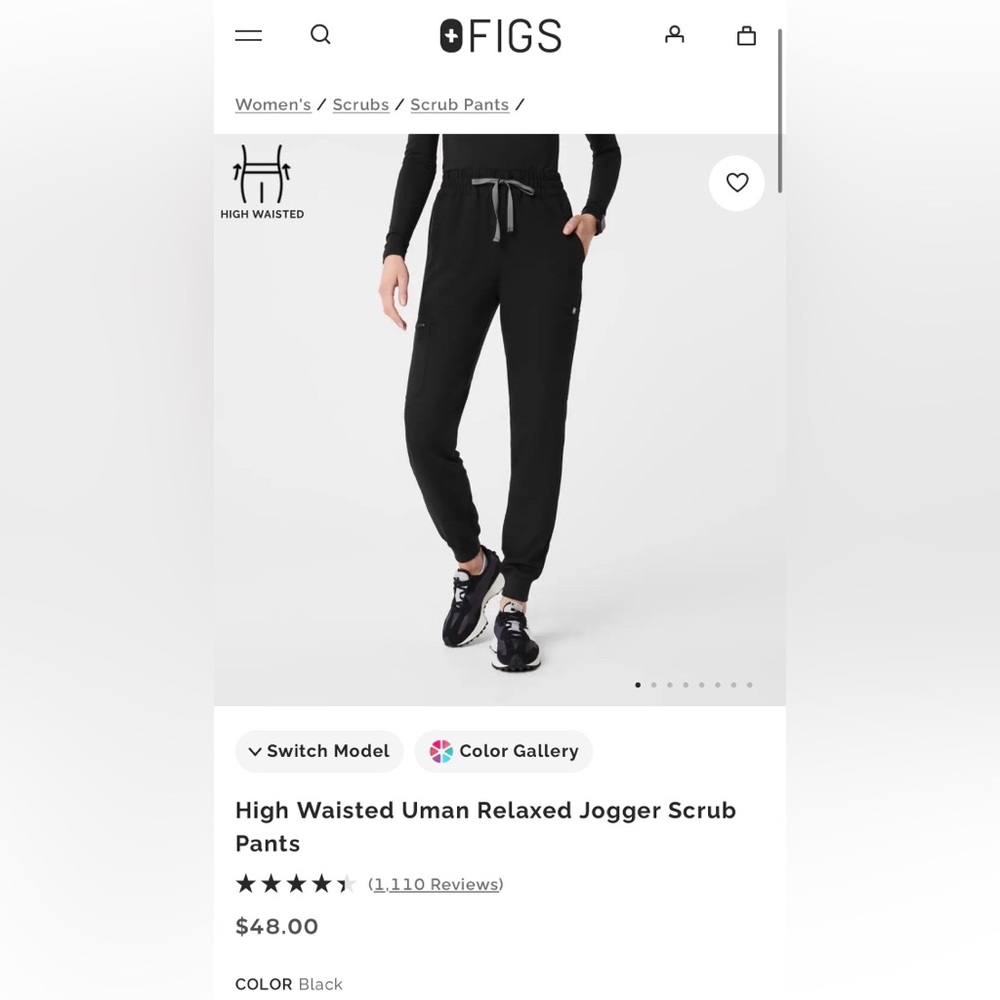 Figs Black High-Waisted Uman Relaxed Jogger Scrub Pants